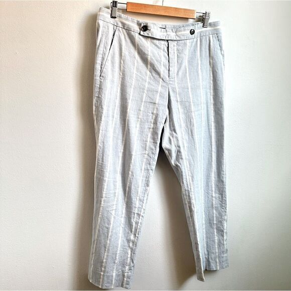 Banana Republic Blue White Striped Cotton Avery Pants 8 - Picture 5 of 7